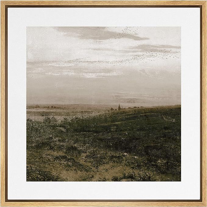Amazon.com: SIGNWIN Framed Canvas Print Wall Art Cloudy Stormy Brown Countryside Landscape Nature... | Amazon (US)