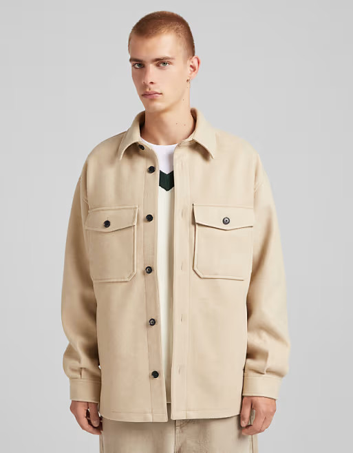 Bershka overshirt in brown | ASOS | ASOS (Global)