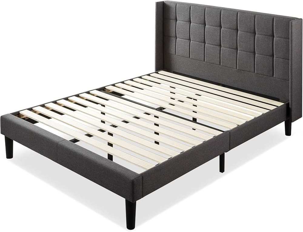ZINUS Dori Upholstered Platform Bed Frame with Wingback Headboard, Mattress Foundation, Wood Slat... | Amazon (US)