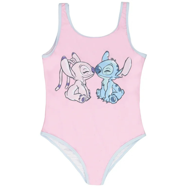 Disney Lilo & Stitch Girls One Piece Stitch and Angel Graphic Design Swimsuit, Quick-Drying Kids ... | Walmart (US)