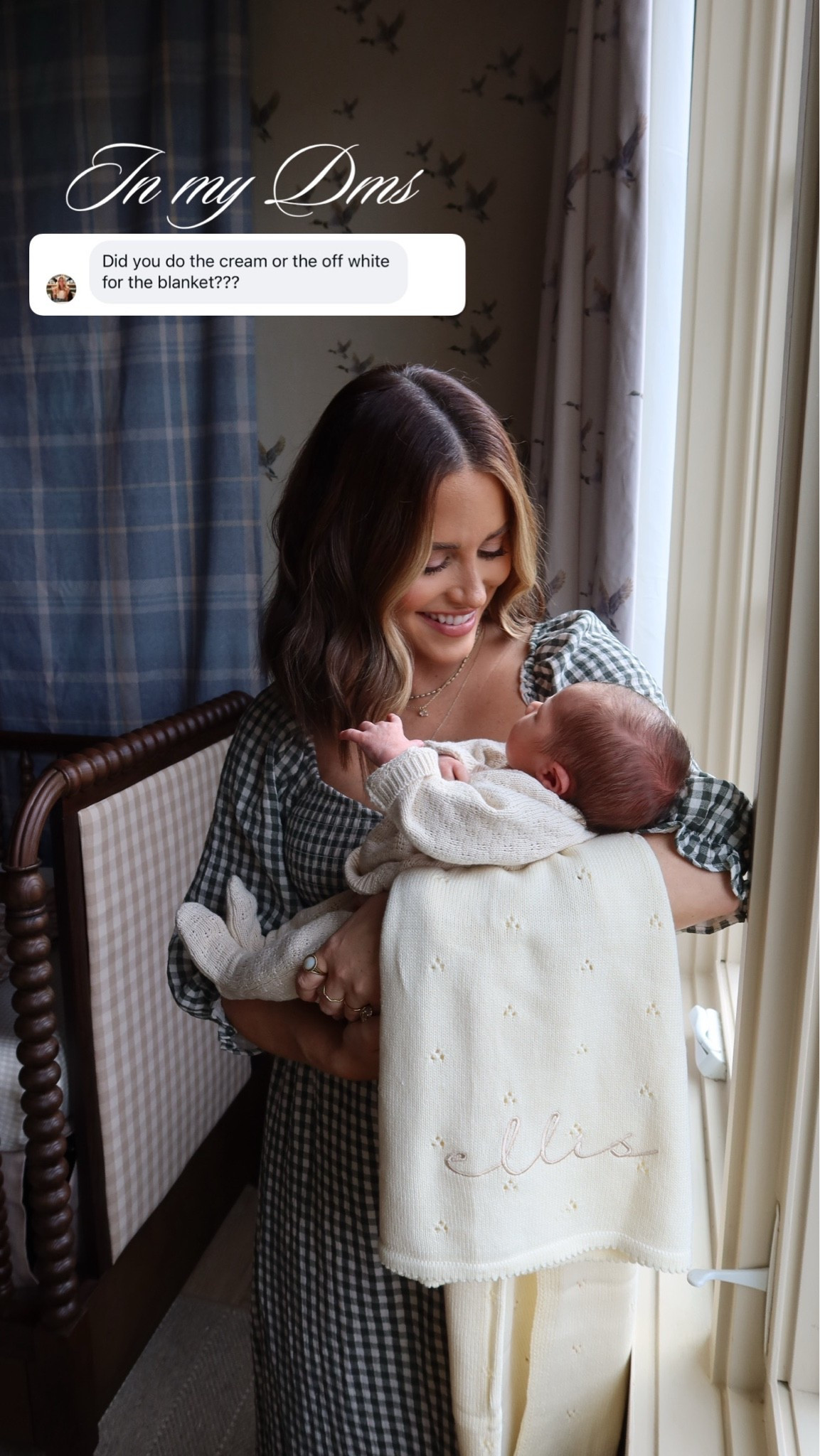Knit blanket + details here— We have the Cream colored blanket for reference! Font Style: font 1; Thread Color: beige thread; Location of Embroidery: Bottom Right Corner.

#LTKKids #LTKBaby #LTKmomlife