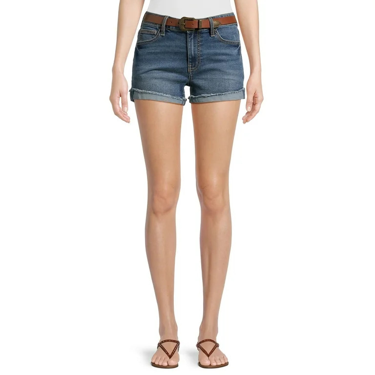 No Boundaries Juniors Belted Denim Shorts | Walmart (US)