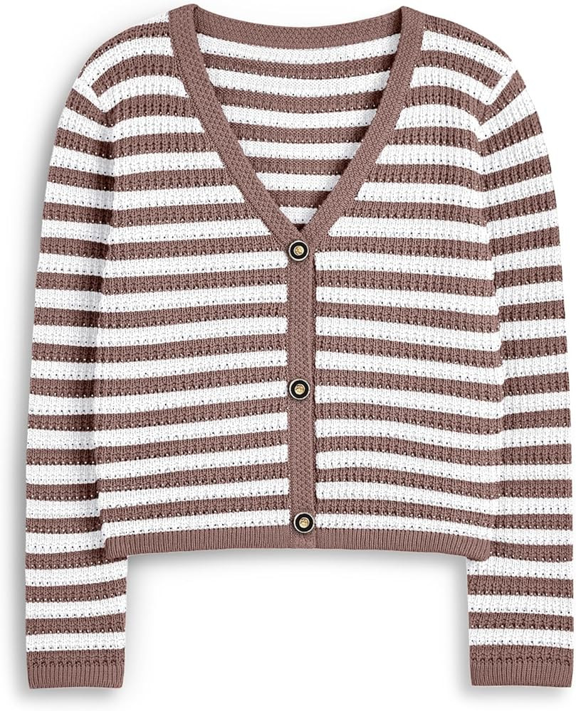 LILLUSORY Womens Cardigan Sweaters Striped Button Down Casual Lightweight Long Sleeve Knit Outwea... | Amazon (US)