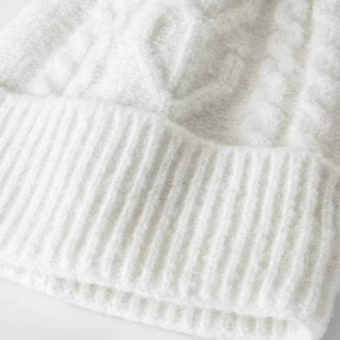 Girls' Knit Pom Beanie - Cat & Jack™ White | Target