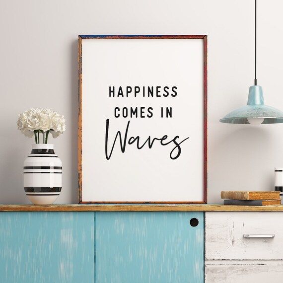Happiness comes in waves, Instant download, Bathroom print, Coastal wall art, Digital files, Naut... | Etsy (US)