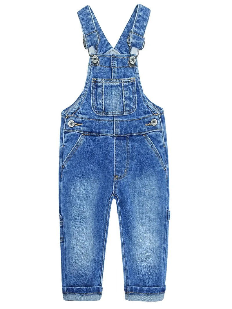 KIDSCOOL SPACE Kid Boy Girl Small Bib Pocket Ripped Adjustable Straps Jean Overalls,Denim Cute Ju... | Walmart (US)