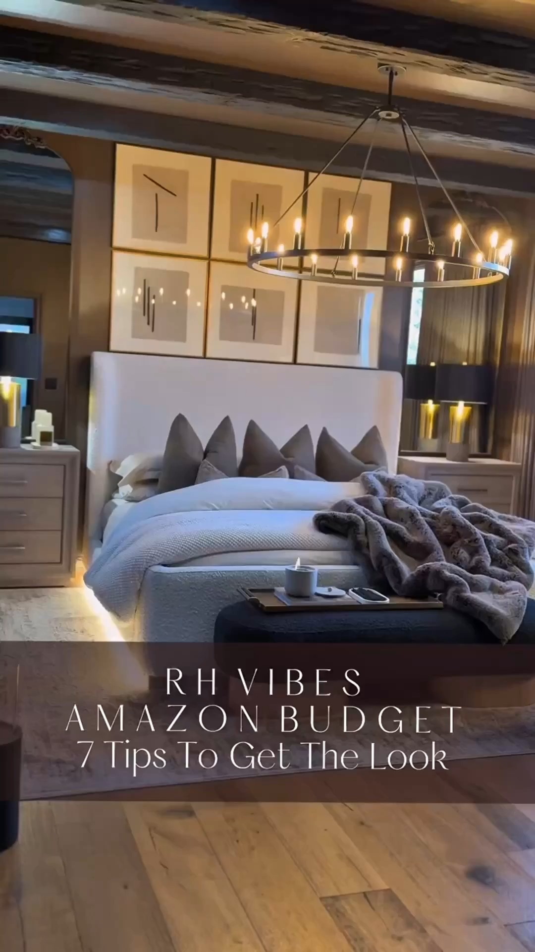 Seven tips to get the Restoration Hardware look on an Amazon budget. 💖

Stick to a neutral color palette
Use symmetry style your mirrors, nightstands, and lamps and pairs.  It's all about balance
Incorporate Moody lighting
Oversized bedding. Oversized duvet inserts, pillows, comforters, throw blankets, make everything fluff! You want that hotel look.
Layer textures. Mix linen, boucle, wood, leather and velvet. It’s all about depth and richness
Curtains, rugs, bedding, vary the shades, but in the same color family. This will give you a cohesive look.
Use natural elements like rustic wood, aged bronze, and keep decor minimal

#amaonhome #amazonfinds #rhbedroom #rhinspiredbedroom #eastheticbedroom #brownbedroom #neutralbedroom #moodybedroom


#LTKHome #LTKU #LTKStyleTip