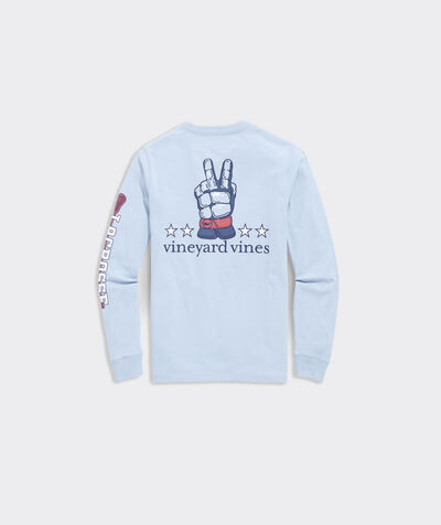 Boys' Lacrosse Glove Peace Sign Long-Sleeve Pocket Tee | vineyard vines