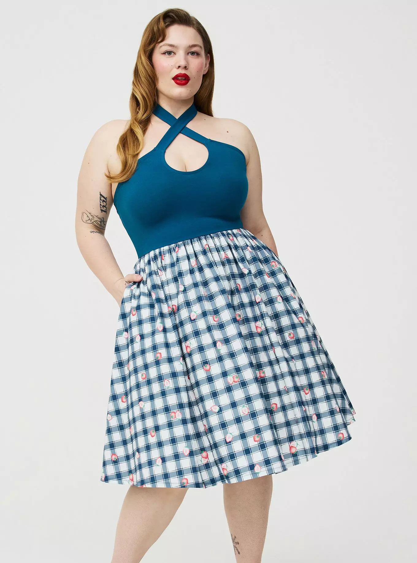 Retro Chic Twist Front Halter Midi Dress | Torrid (US & Canada)