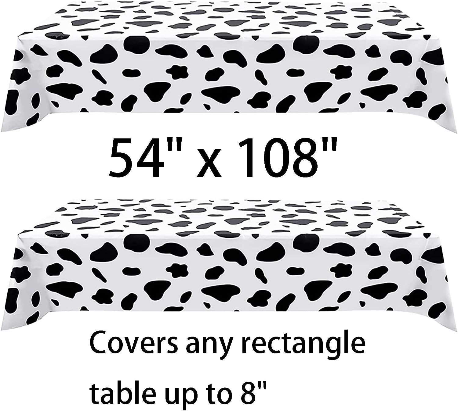 2 Pcs Disposable Black and White Cow Print Plastic Tablecloth, 108 Inch x 54 Inch Ractangle Table... | Amazon (US)