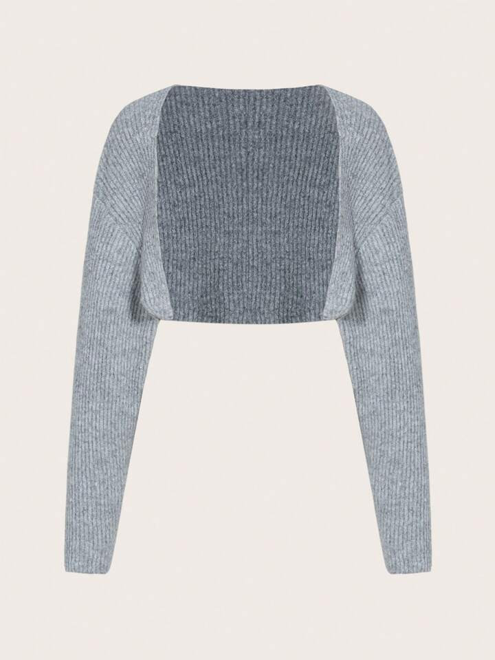 SHEIN ICON Drop Shoulder Open Front Crop Cardigan | SHEIN