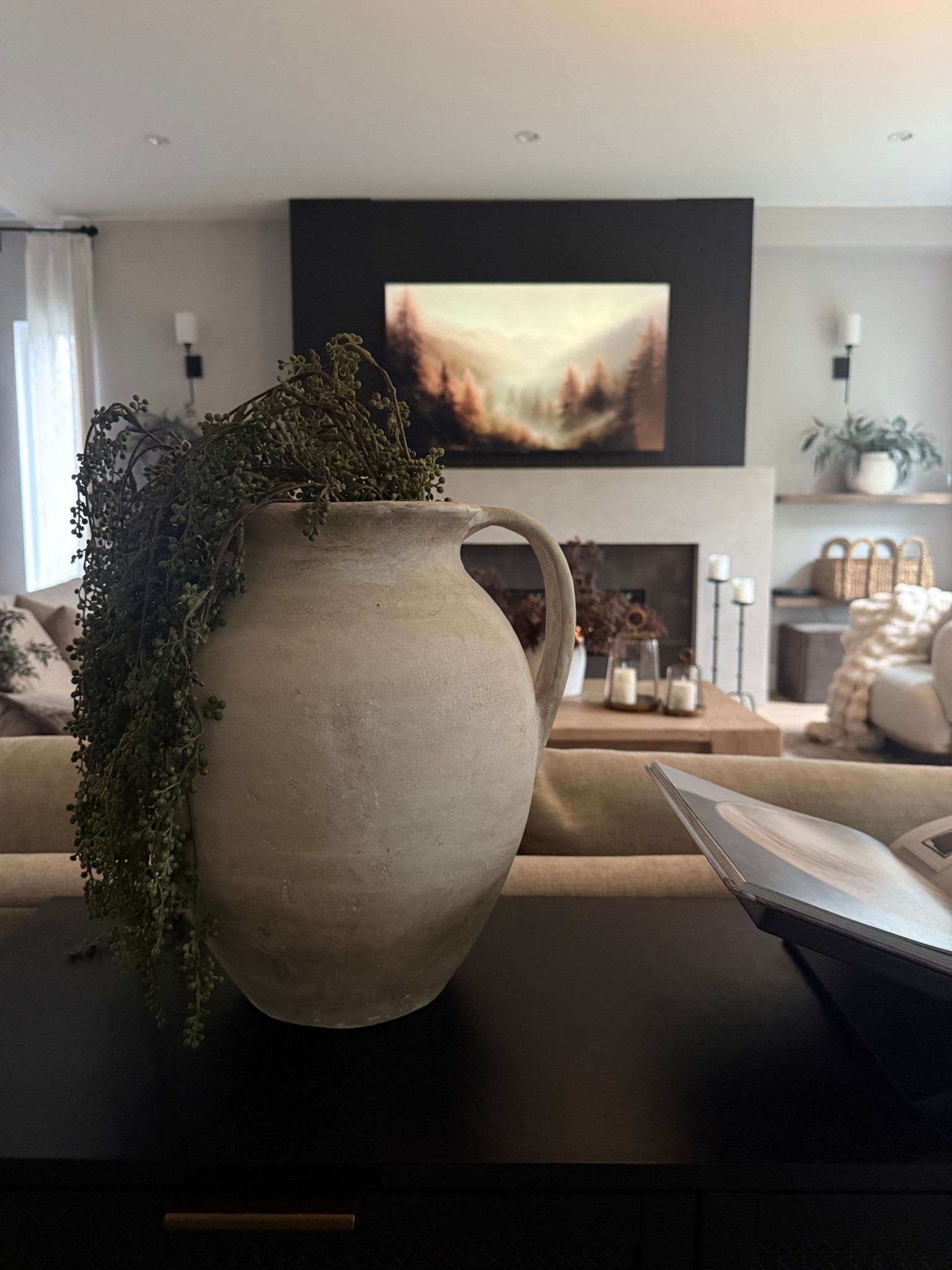 Winter decor. Love the organic look of these trailing stems. Perfect for a tall/large vase. 
Moody winter home 