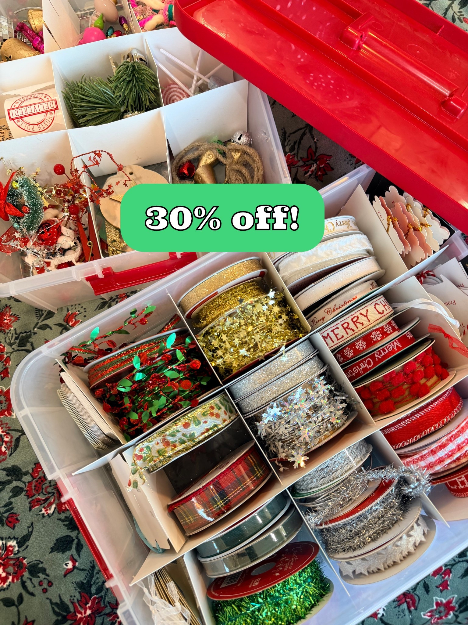 My favorite storage container for all of my little Christmas ribbon and accessories is 30% off today!


Christmas organization 
Christmas storage 
Home organization 


#LTKSaleAlert #LTKHome #LTKHoliday