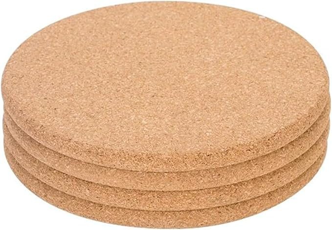 Cork Trivet, 4 Pack High Density Thick Cork Coaster Set for Hot Dishes, 8 Inch Heat Resistant Mul... | Amazon (US)