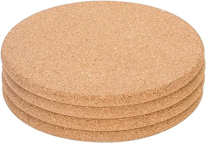 Cork Trivet, 4 Pack High Density Thick Cork Coaster Set for Hot Dishes, 8 Inch Heat Resistant Mul... | Amazon (US)