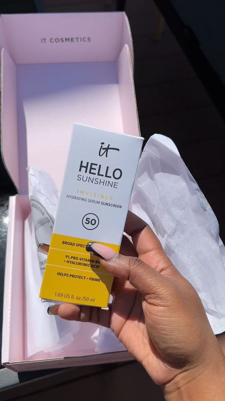 ☀️ Embrace the radiant glow of sun-kissed skin with @itcosmetics newest innovation – Hello Sunshine Invisible Sunscreen SPF 50! This multifaceted marvel isn’t your average sunscreen; it’s a game-changing 3-in-1 formula that redefines sun protection, hydration, and makeup prep all in one.

First and foremost, let’s talk sun protection. With an impressive SPF 50, Hello Sunshine provides your skin with robust defense against harmful UVA and UVB rays, helping to prevent sunburn, premature aging, and even skin cancer. Its invisible formula ensures a seamless application without any unwanted white cast, ensuring it suits all skin tones effortlessly.

Hello Sunshine isn’t just about shielding your skin from the sun; it’s also packed with hydrating ingredients to keep your complexion feeling soft, supple, and nourished throughout the day. Whether your skin tends to be dry, oily, or somewhere in between, this lightweight serum provides the perfect dose of moisture for a healthy, luminous glow.

It also doubles as a makeup primer, creating a smooth canvas for flawless makeup application. Its silky texture helps to blur imperfections and minimize the appearance of pores, ensuring your makeup stays put and looks flawless from dawn till dusk.

Available now at @ultabeauty ITCosmetics.com, @sephora and @amazon Say hello to healthier, happier skin with Hello Sunshine – your skin’s new best friend! ☀️ #HelloSunshine #ITCosmetics #SkinCareEssentials #ItCosmetics #GIFTEDBYITCOSMETICS #HelloSunshine #SkinsBestFriend