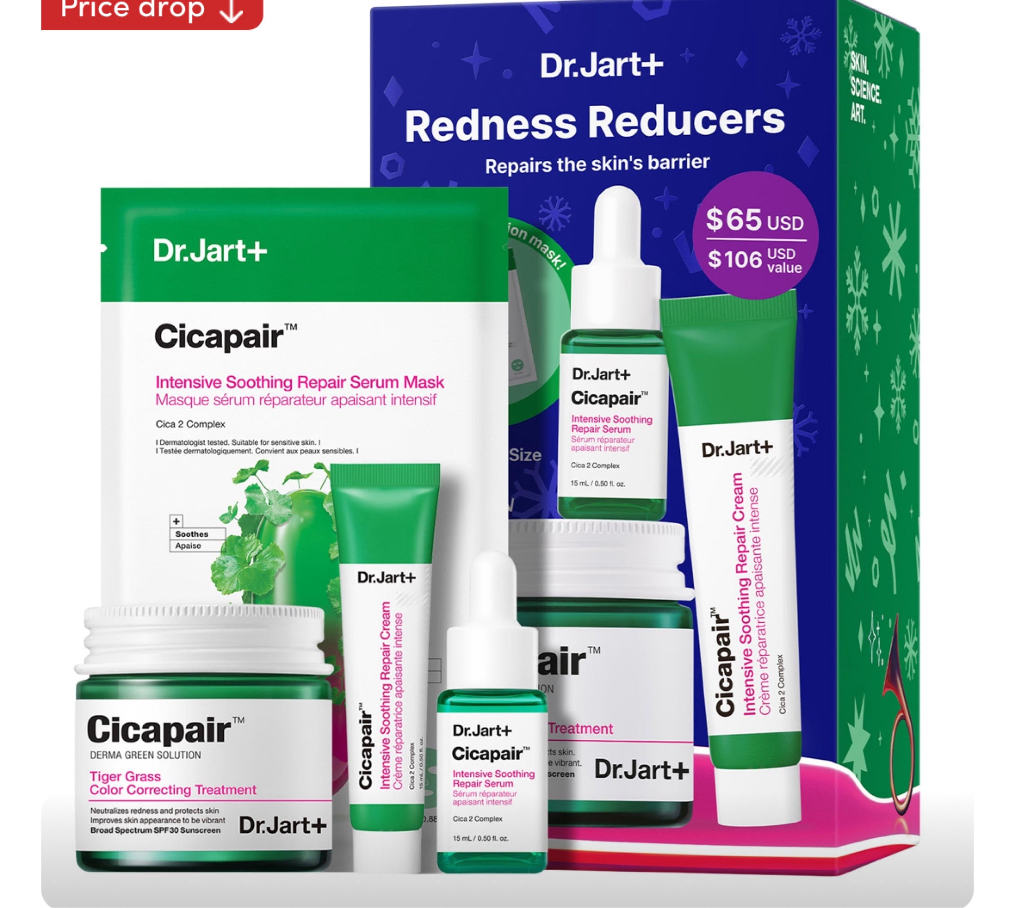 Dr. Jart+ Cicapair Tiger Grass Camo Drops Kit - Dr. Jart+ Cicapair Tiger Grass Camo Drops Kit - Calms redness and strengthens your skin barrier with their bestselling Cicapair line


#LTKHoliday #LTKFindsUnder50 #LTKGiftGuide