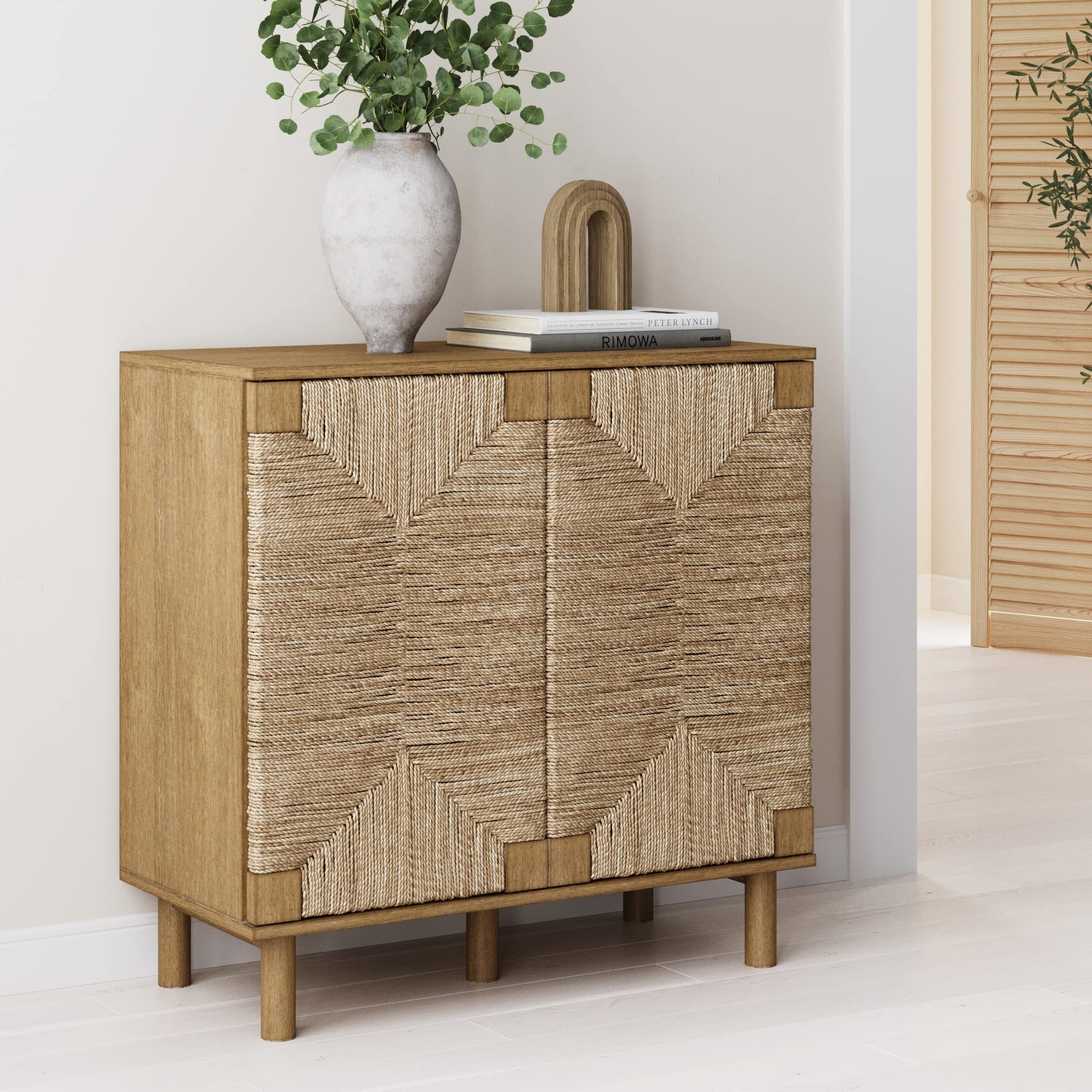 Nathan James Beacon Accent Natural Sideboard Storage Cabinet in Light Wood with Adjustable Interi... | Amazon (US)