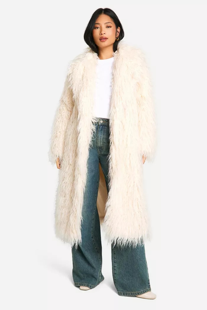 Petite Faux Mongolian Fur Maxi Coat | boohoo (US & Canada)