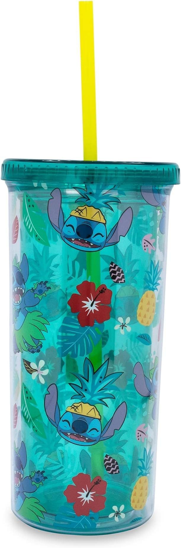 Disney Lilo & Stitch Tropical Summer Allover Print Icons 20-Ounce Carnival Cup With Reusable Stra... | Amazon (US)