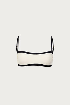 Bandeau Top (Faux Suede Cream/Black) | SAME