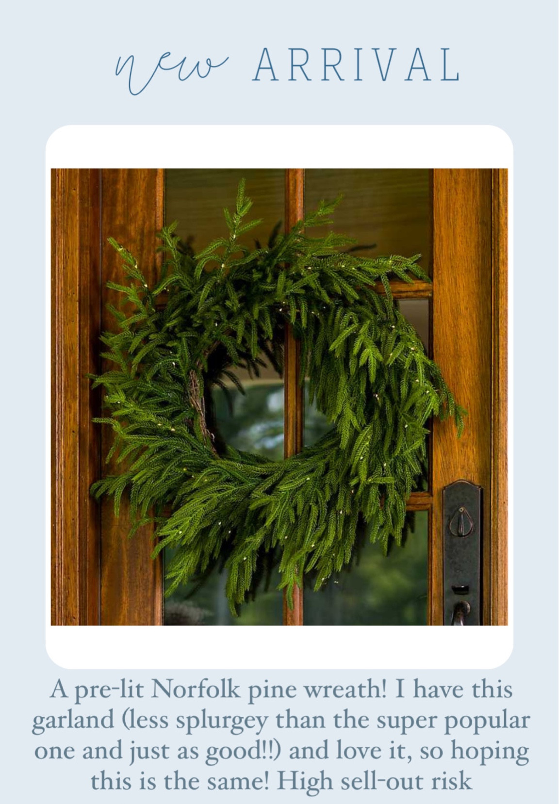 New arrival ✨ I love this realistic looking Norfolk pine PRE-LIT wreath, so I ordered before it sells out!

#LTKSeasonal #LTKHoliday #LTKfindsunder100