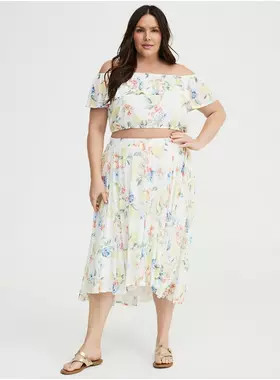Off-Shoulder Hi-Low Skirt Set | Torrid (US & Canada)