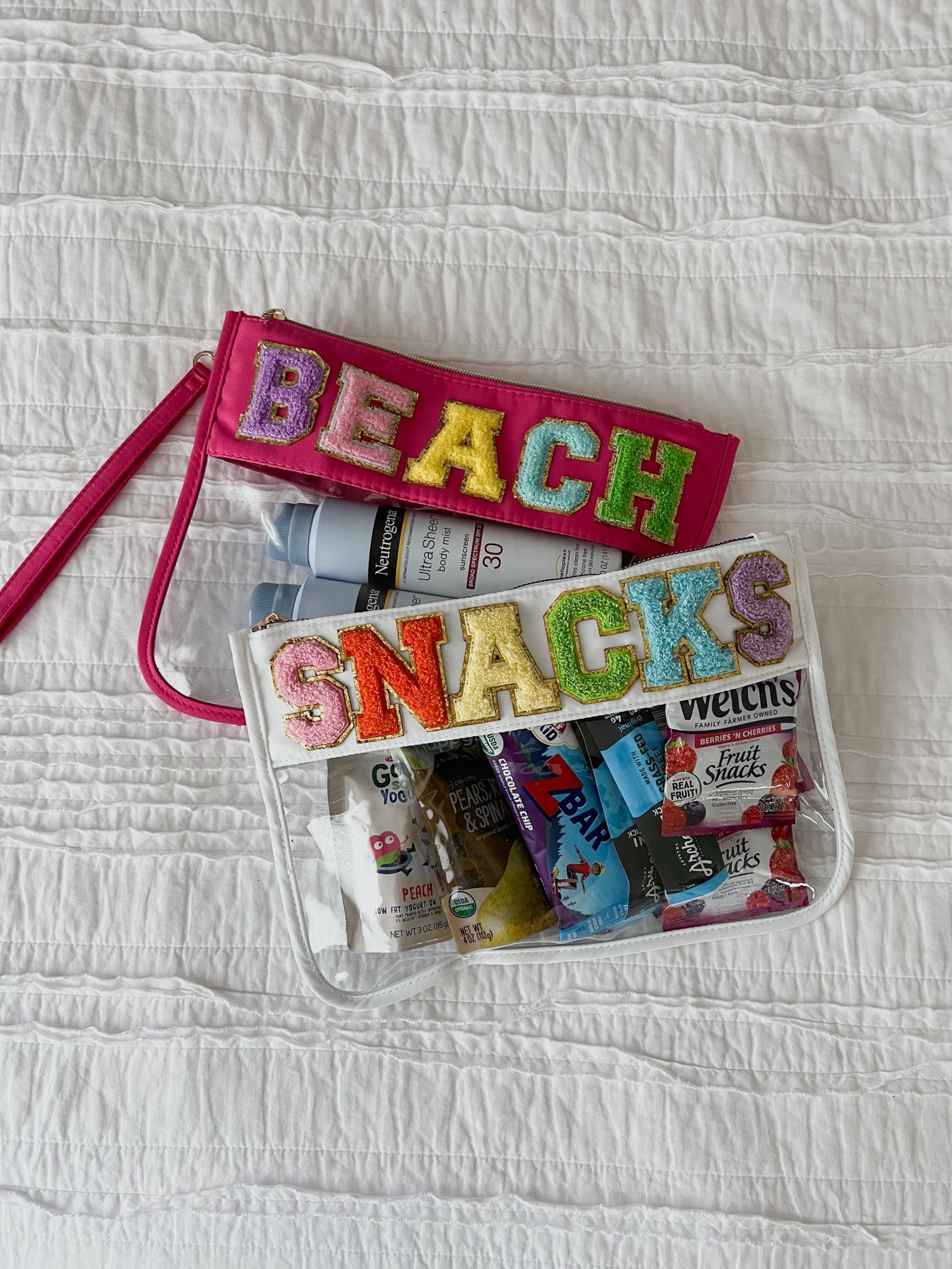 Cute pouches for vacation! 

Snack pouch 
Beach pouch 
Snack bag 
Beach bag 
Travel accessories 

#LTKTravel #LTKSeasonal #LTKSwim