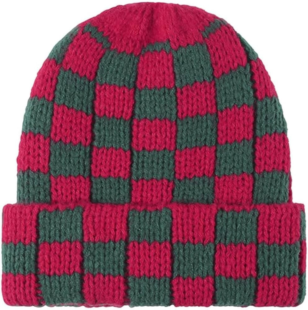 CORIRESHA Outdoor Plaid Beanie Cuff Unisex Winer Warm Soft Knit Hat | Amazon (US)