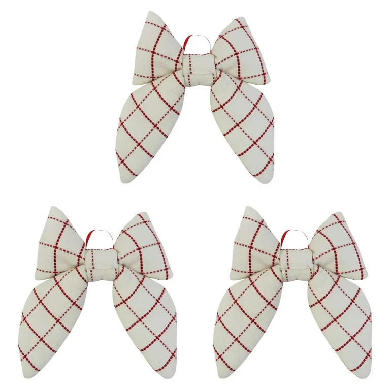 3PCS 15.5" Red and White Plaid Christmas Bows, Large Holiday Ribbon Bows for Tree Topper, Wreaths... | Walmart (US)