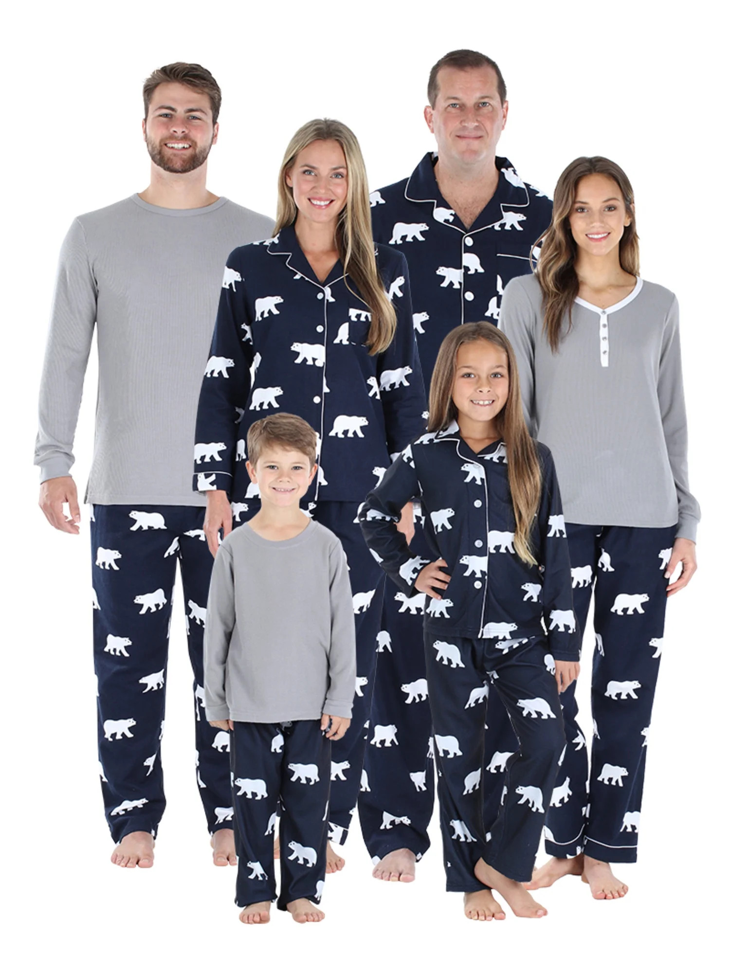 SleepytimePjs Christmas Family Matching Navy Polar Bear Flannel Pajama Sets - Walmart.com | Walmart (US)