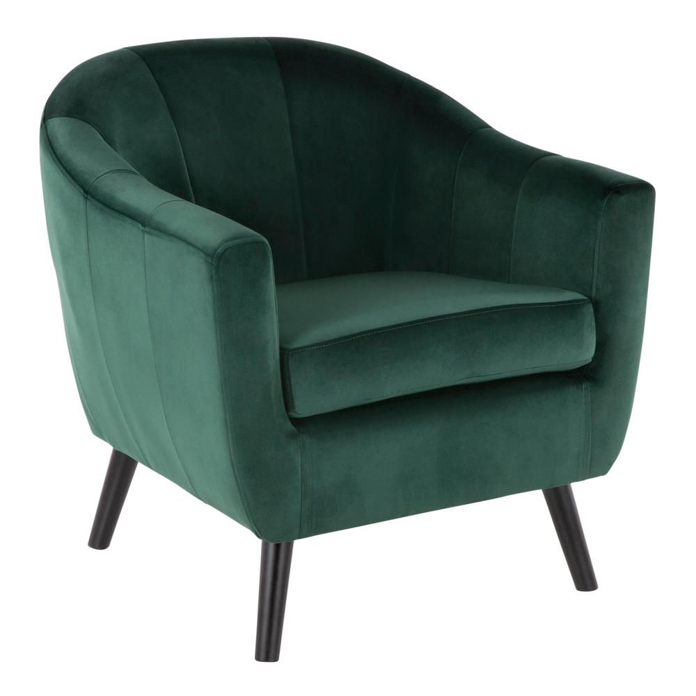 Lumisource Rockwell Green Velvet Accent Chair | The Home Depot