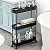 SPACELEAD Slim Storage Cart,3 Tier Bathroom Rolling Utility Cart Slide Out Cart, Mobile Shelving ... | Amazon (US)