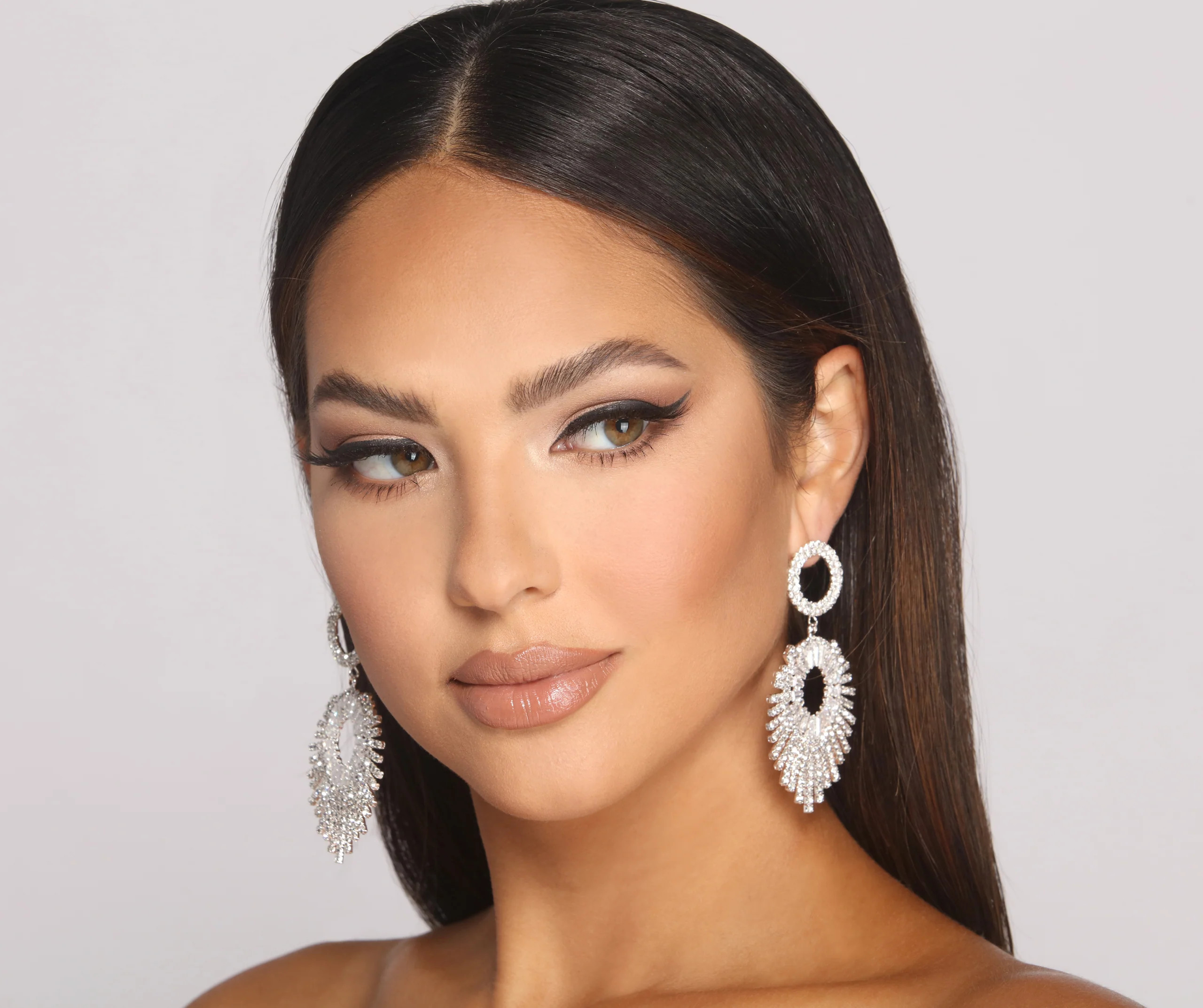 Cubic Zirconia and Rhinestone Circle Statement Earrings | Windsor Stores