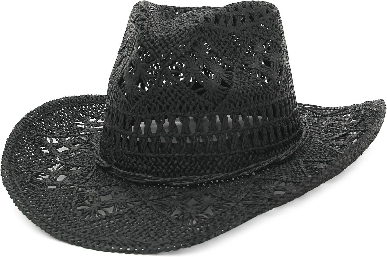 EOZY Men & Women's Summer Cowboy Cowgirl Straw Hat Hollow Out Woven Roll Up Wide Brim Hat | Amazon (US)