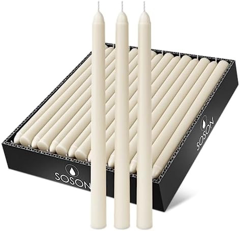 Simply Soson Ivory Taper Candles 10 inch Dripless, Set of 30 Unscented Tapered Ivory Candles, Smo... | Amazon (US)