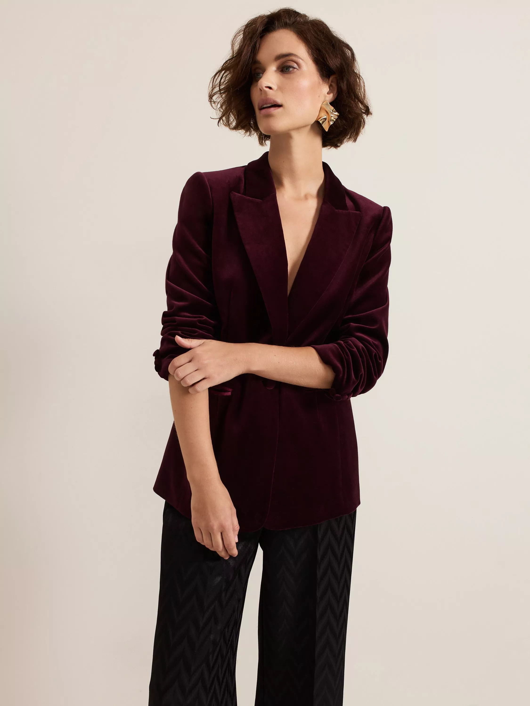 Phase EightBridie Velvet Blazer, Burgundy | John Lewis (UK)