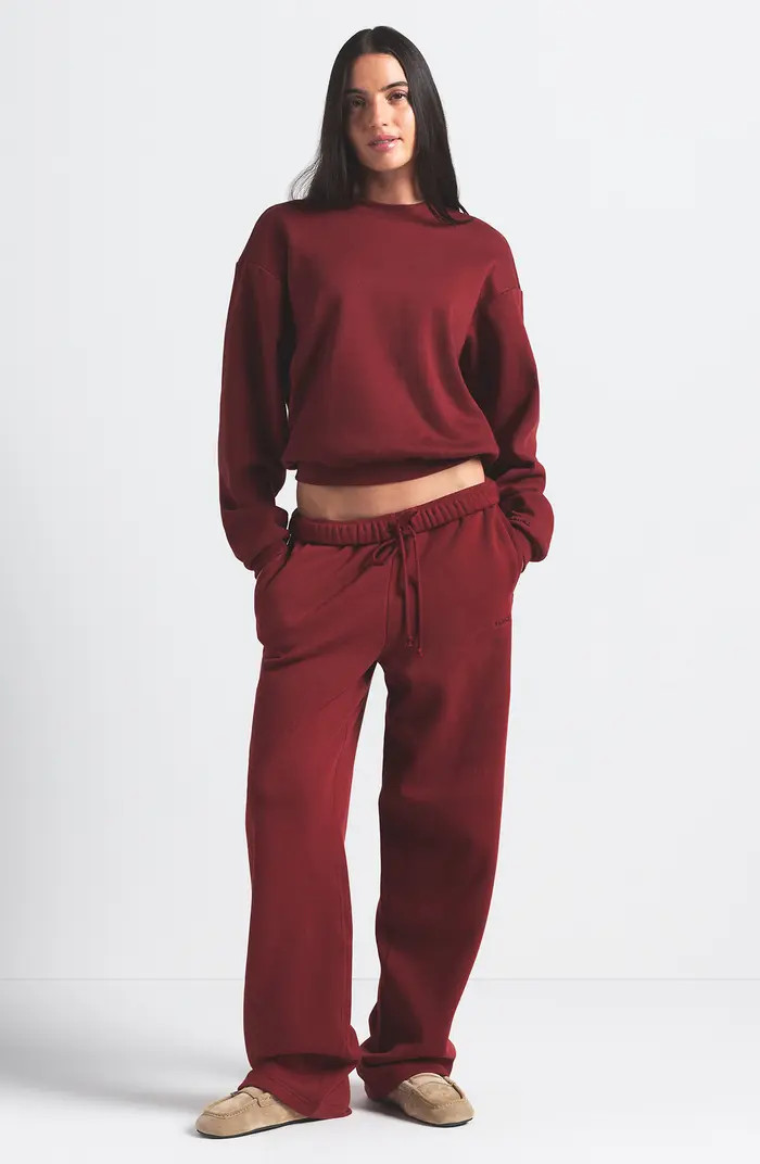 Cotton Fleece Blend Classic Straight Leg Pants | Nordstrom