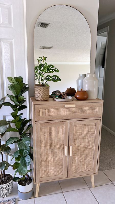 Entryway table and arched mirror, Amazon storage cabinet

Small console table, storage cabinet with rattan doors, extra storage space, organization, planter, saucer#LTKunder100 #LTKFind

#LTKhome #LTKfamily #LTKstyletip