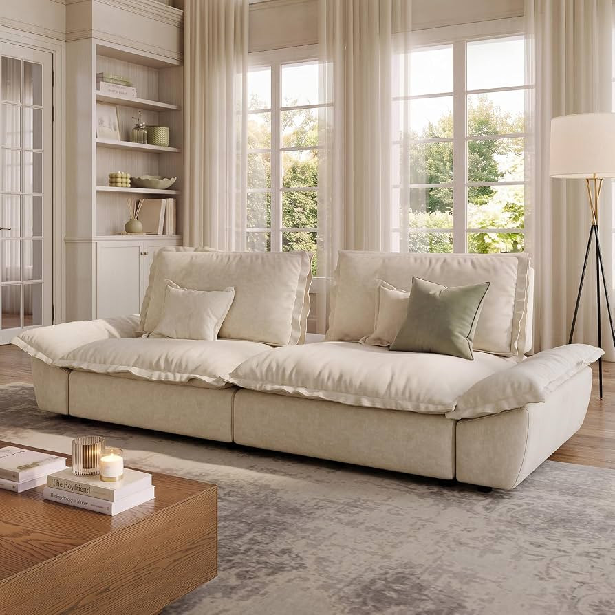 POVISON Hudson 104.3'' Large Modular Sectional Sofa, 2 Seater, Beige | Amazon (US)
