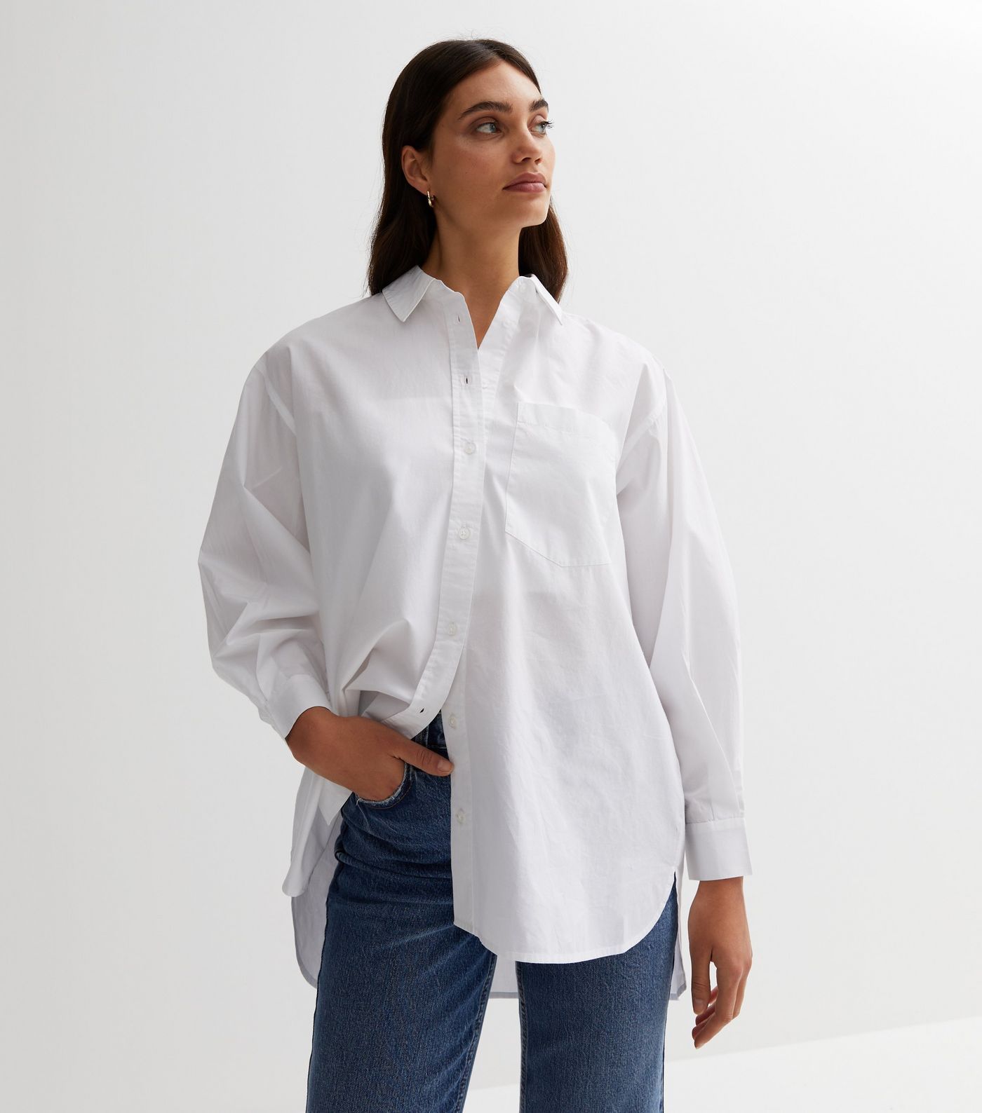 White Poplin Long Sleeve Shirt
						
						Add to Saved Items
						Remove from Saved Items | New Look (UK)