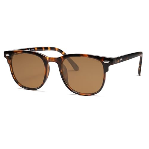SOJOS Retro Vintage Square Polarized Sunglasses for Women Men UV Protection Lens TR90 Frame Sunglasses SJ2112, Tortoise Frame/Brown Lens | Amazon (US)