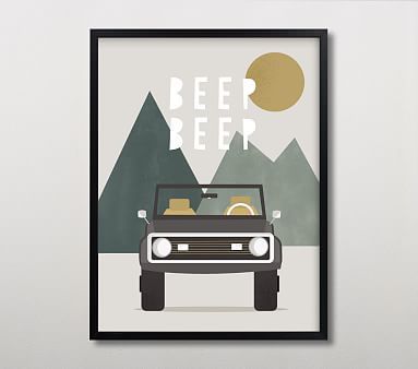 Minted® Beep Beep Wall Art by Christie Garcia | Pottery Barn Kids | Pottery Barn Kids