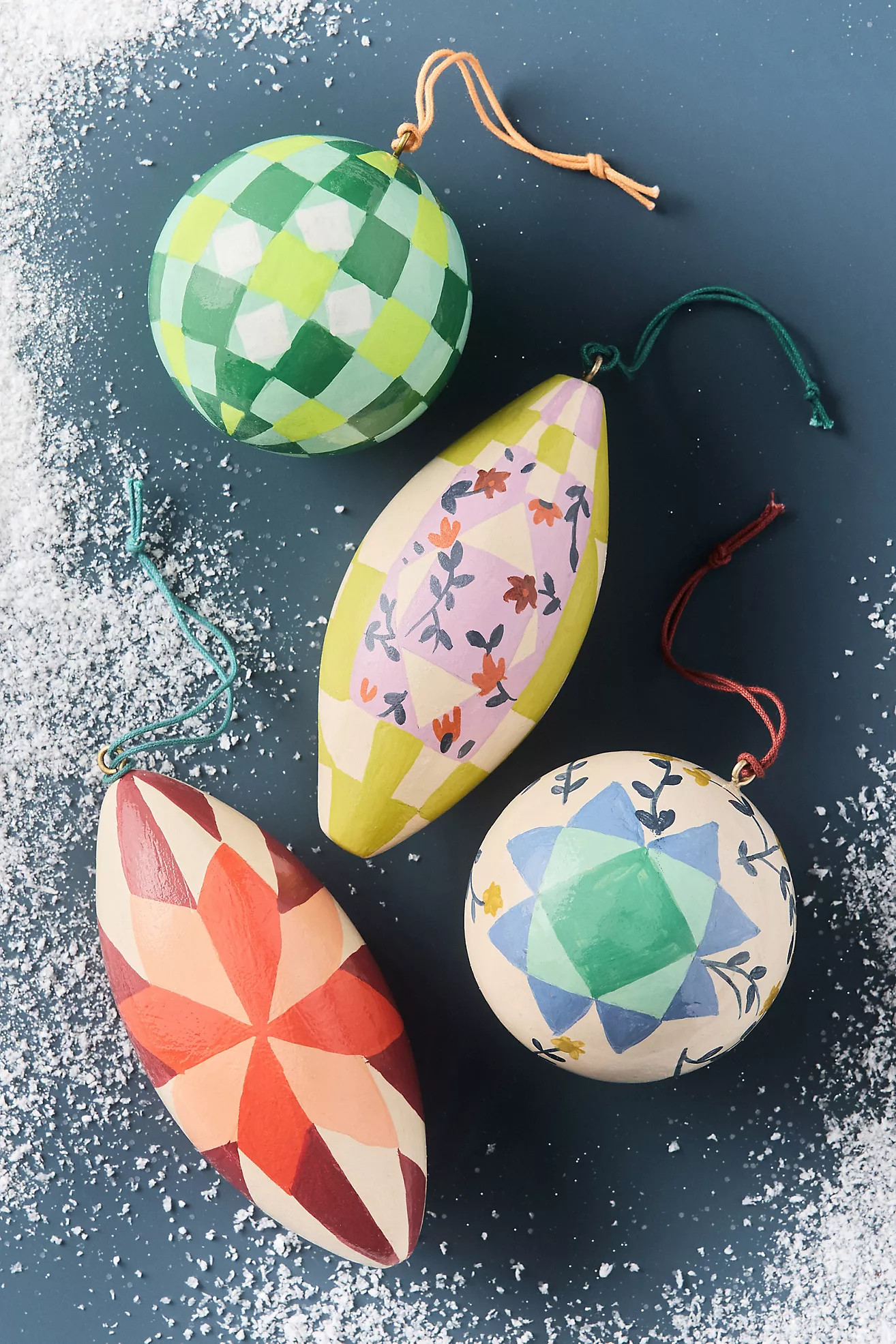 Paper Mache Quilted Bauble Ornament, Set of 4 | Anthropologie (US)