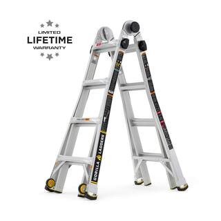 18 ft. Reach MPXW Aluminum Multi-Position Ladder with Wheels, 375 lb. Load Capacity Type IAA Duty... | The Home Depot
