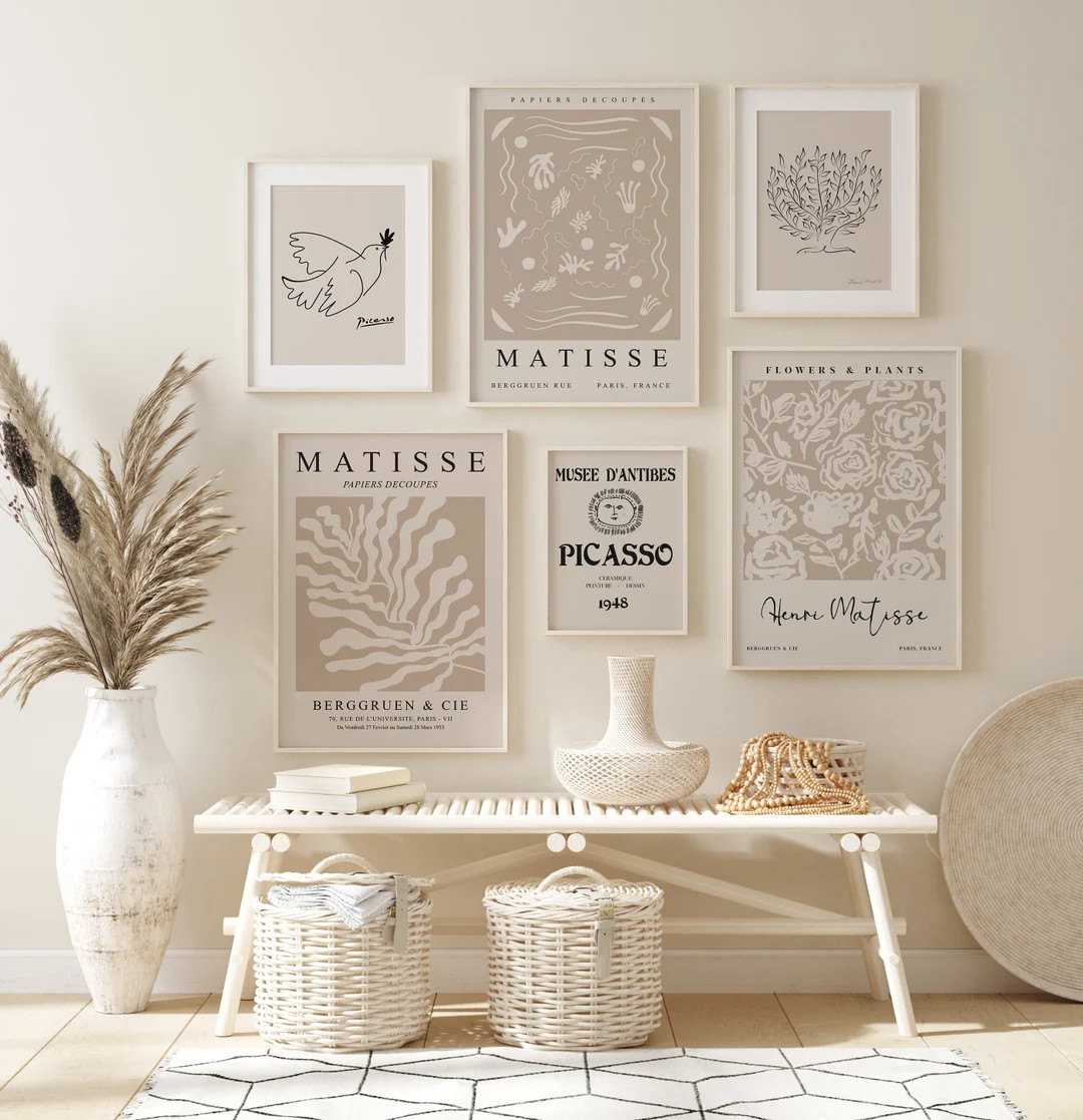 Neutral Gallery Wall Set Beige Matisse Poster Set Picasso - Etsy | Etsy (US)