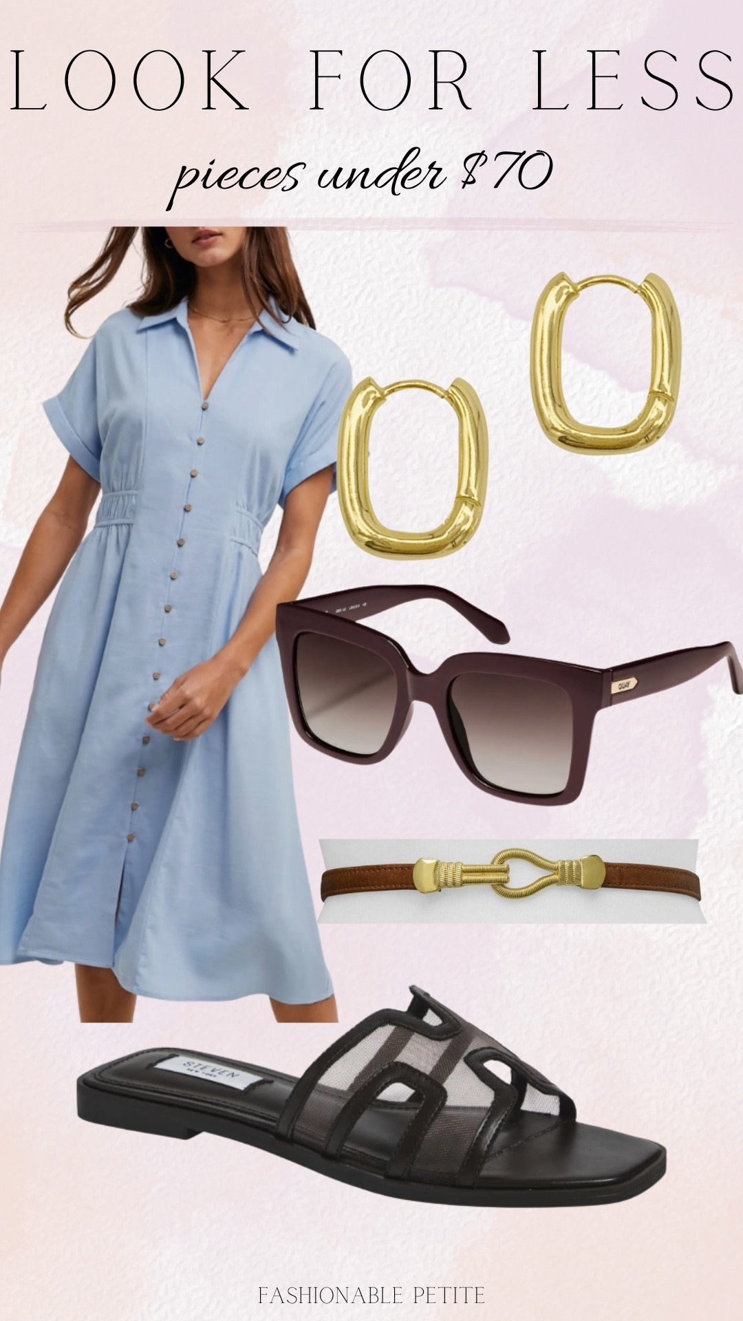Outfit pieces under $70! Pair a shirt dress with accessories like gold jewelry and a gold hook belt.

Summer outfit, summer fashion, summer dress, designer look for less, affordable fashion 

#LTKFindsUnder100 #LTKPetite #LTKSaleAlert