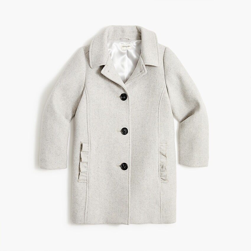 Girls' ruffle-pocket wool-blend coat | J.Crew Factory