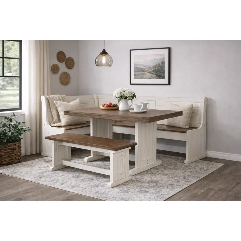 Villepinte 4 - Piece Solid Wood Breakfast Nook Dining Set | Wayfair North America