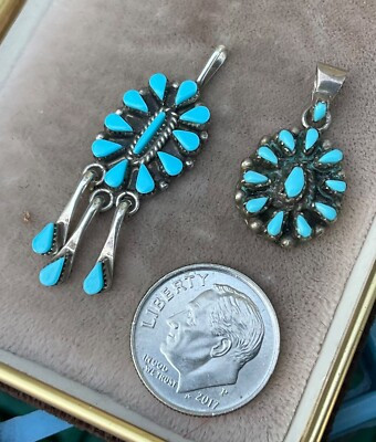 Vintage STERLING TURQUOISE PENDANTS Signed PABLITO ZUNI And TG Native American  | eBay | eBay US